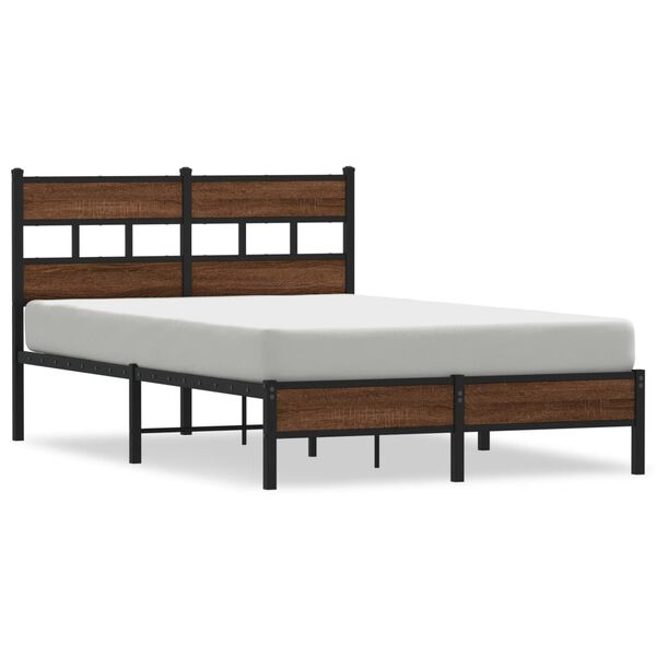 vidaXL Estructura de cama sin colch&oacute;n madera marr&oacute;n roble 120x200 cm