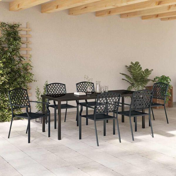 vidaXL Conjunto de Comedor de Jard&iacute;n 7 pcs Antracita