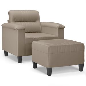 vidaXL Sill&oacute;n con taburete tela de microfibra gris taupe 60 cm