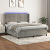 vidaXL Cama box spring colch&oacute;n y LED terciopelo gris claro 160x200 cm