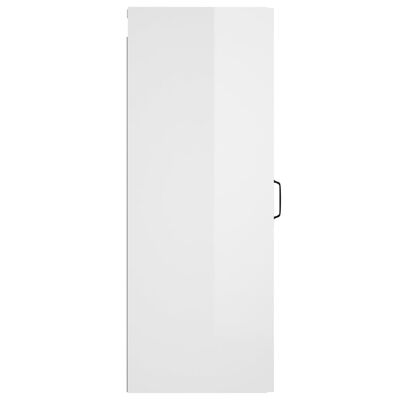 vidaXL Armario de pared colgante madera blanco brillante 34,5x34x90 cm