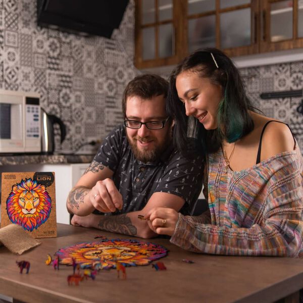 UNIDRAGON Rompecabezas Mysterious Lion 327 piezas madera tama&ntilde;o grande