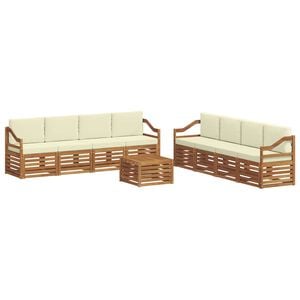 vidaXL Juegos de sof&aacute;s 9 pcs Natural y Crema Madera de Acacia S&oacute;lida