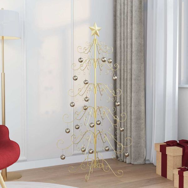 vidaXL &Aacute;rbol de Navidad de metal con soporte Dorado 150 cm