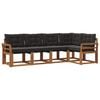 vidaXL Conjunto de sof&aacute;s de exterior con coj&iacute;n 5 pcs Natural y negro