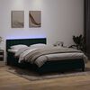 vidaXL Cama box spring con colch&oacute;n y LED terciopelo verde oscuro 160x210 cm