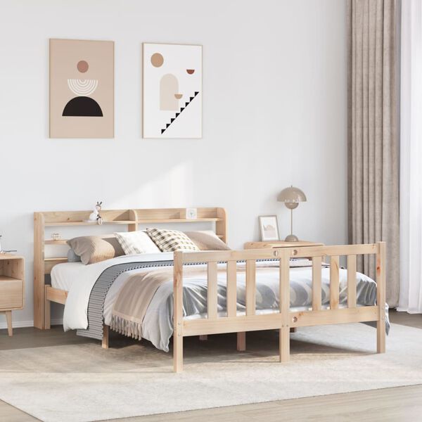 vidaXL Estructura de cama con cabecero madera de pino blanco 150x200cm