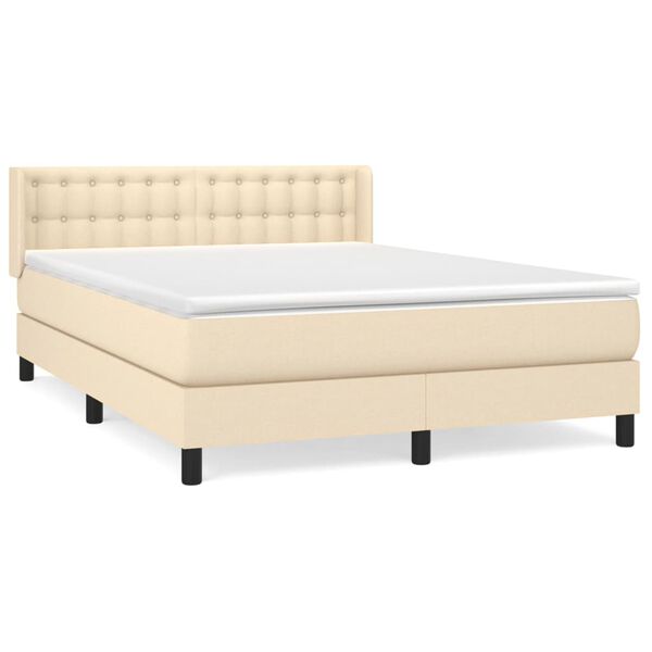 vidaXL Cama box spring con colch&oacute;n tela color crema 140x200 cm