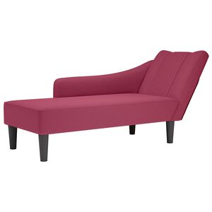 vidaXL Chaise longue con reposabrazos derecho terciopelo rojo vino