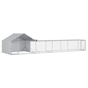 vidaXL Gallinero con techo y patio 2 uds. Plateado 7 x 2 x 1,5 m