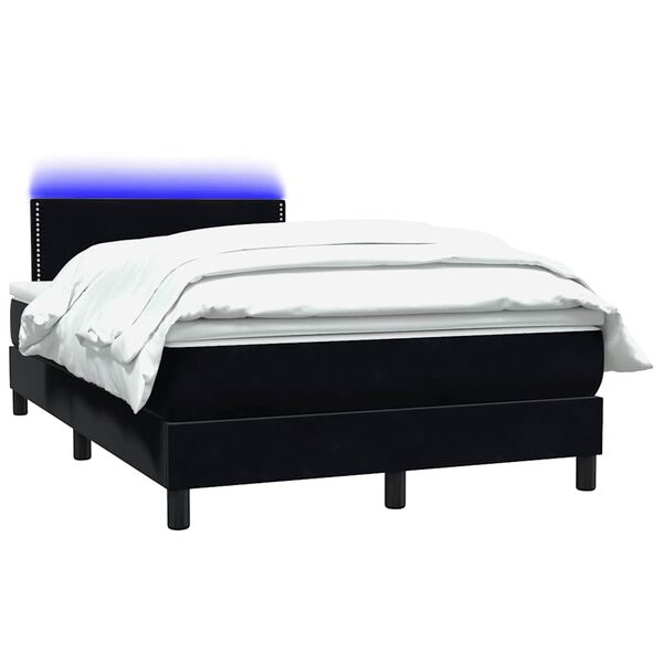 vidaXL Cama box spring con colch&oacute;n y LED terciopelo negro 120x210 cm