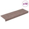 vidaXL Felpudos autoadhesivos para escaleras, 10 unidades, 65 x 21 x 4 cm, borde rectangular marr&oacute;n claro