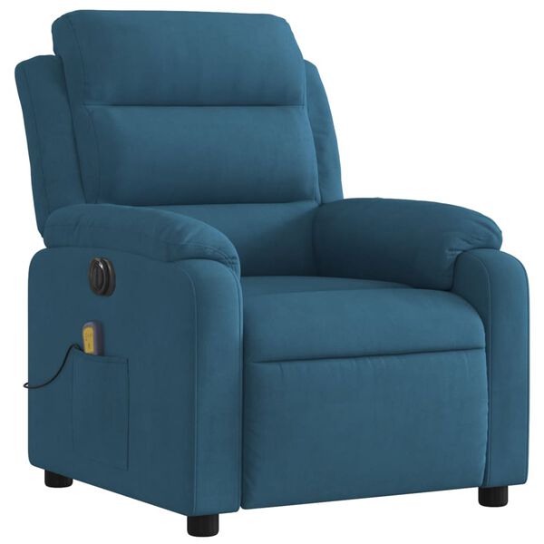 vidaXL Sill&oacute;n reclinable de masaje el&eacute;ctrico terciopelo azul