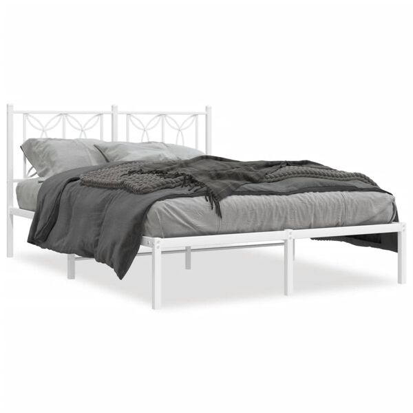 vidaXL Estructura cama sin colch&oacute;n con cabecero metal blanco 140x190cm