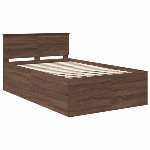 vidaXL Estructura de cama con cabecera Roble Marr&oacute;n 120 x 190 cm