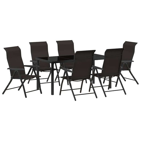 vidaXL Conjunto de Comedor de Jardín 7 pcs Negro Poliratán