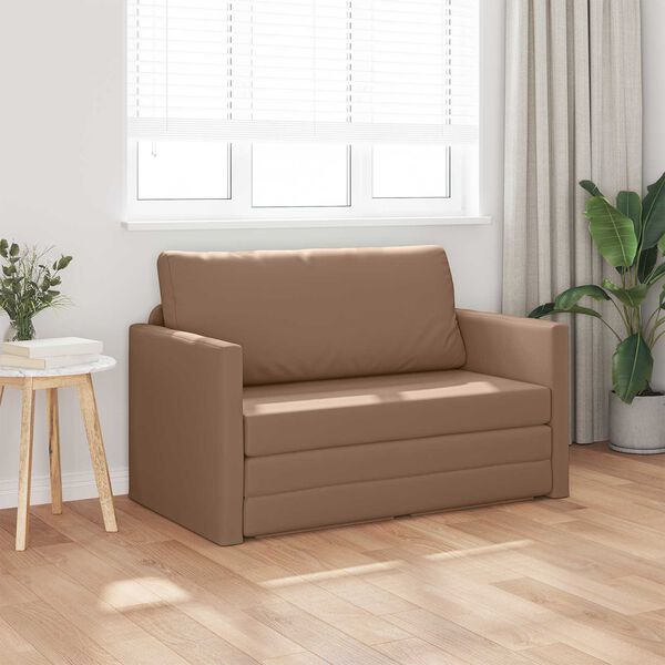 vidaXL Sof&aacute; cama 110cm Capuchino Cuero artificial