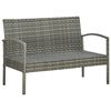 vidaXL Set de muebles de jard&iacute;n 5 pzas y cojines rat&aacute;n sint&eacute;tico gris