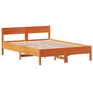 vidaXL Cama sin colch&oacute;n madera maciza de pino marr&oacute;n cera 160x200 cm