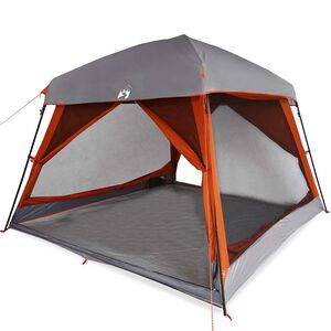 vidaXL Tienda de campa&ntilde;a familiar 6 personas impermeable gris naranja