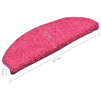 vidaXL Alfombras de peldaños de escalera 15 uds rosa 65x21x4 cm