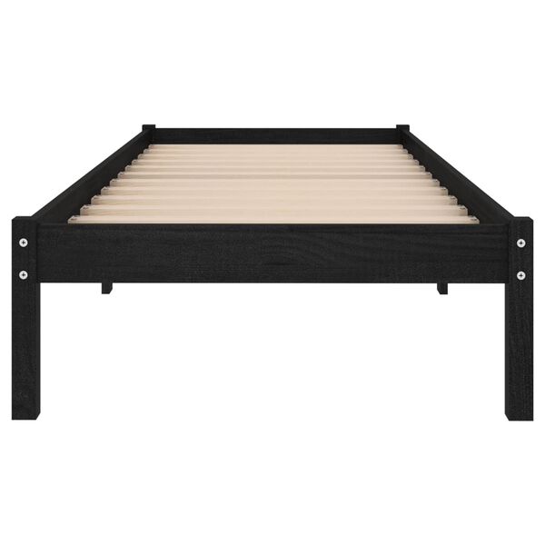 vidaXL Estructura de cama sin colch&oacute;n madera maciza negro 100x200 cm