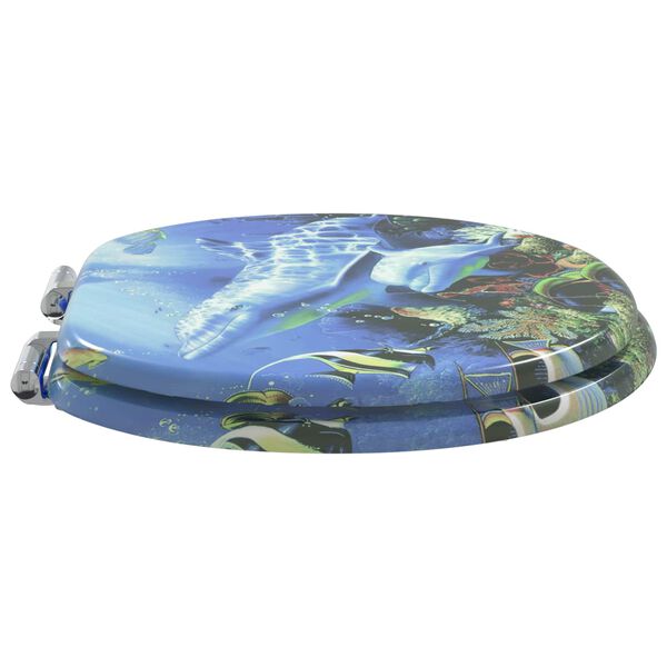 vidaXL Asiento de inodoro de cierre suave Azul 44 x 38 cm