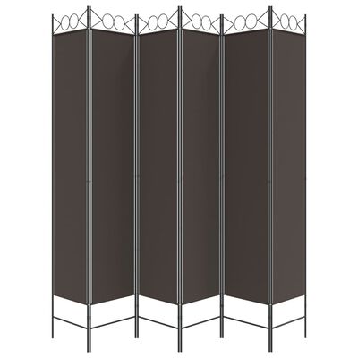 vidaXL Biombo divisor de 6 paneles de tela marrón 240x220 cm