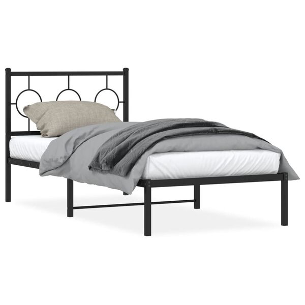 vidaXL Estructura cama sin colchón con cabecero metal negro 90x190 cm