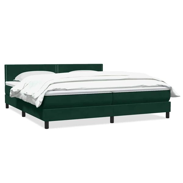 vidaXL Cama box spring con colch&oacute;n terciopelo verde oscuro 200x210 cm