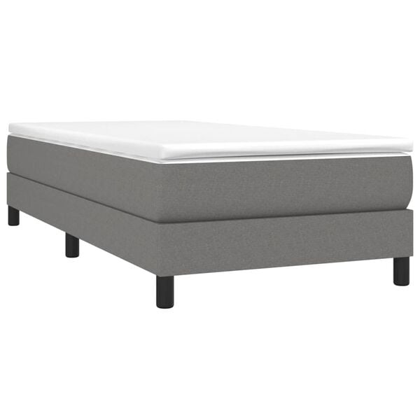 vidaXL Cama box spring con colch&oacute;n tela gris oscuro 80x200 cm