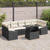 vidaXL Conjunto de sof&aacute; de jard&iacute;n 8 pcs Negro Polirat&aacute;n
