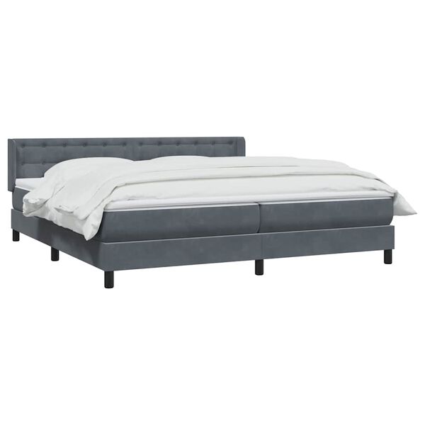 vidaXL Cama box spring con colch&oacute;n terciopelo gris oscuro 180x210 cm
