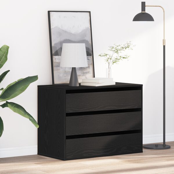 vidaXL Cajonera con caj&oacute;n Negro 80 x 41 x 58 cm Madera de ingenier&iacute;a