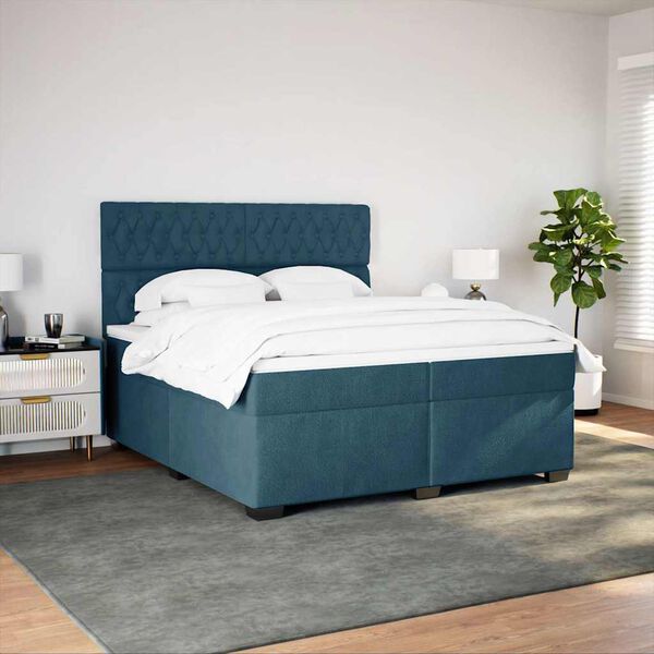vidaXL Cama box spring con colch&oacute;n terciopelo azul 200x200 cm