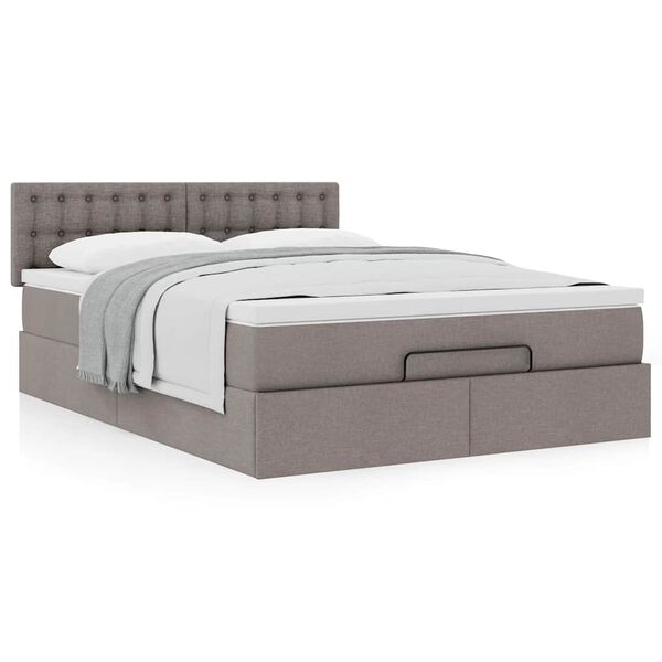 vidaXL Cama otomana con colch&oacute;n tela gris pardo 140x190 cm