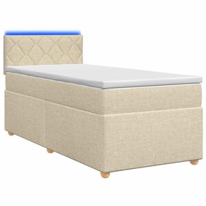 vidaXL Cama box spring con colch&oacute;n con cabecera Crema 80 x 200 cm Tela