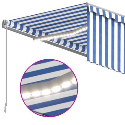 vidaXL Toldo manual retráctil con persiana y LED azul y blanco 3x2,5 m