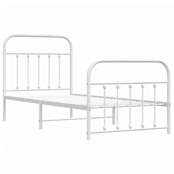 vidaXL Estructura cama sin colch&oacute;n con estribo metal blanco 90x190 cm