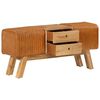 vidaXL Banco Bok madera de mango piel de cabra aut&eacute;ntica marr&oacute;n 107 cm