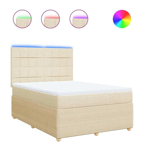 vidaXL Cama box spring con colch&oacute;n tela color crema 140x190 cm