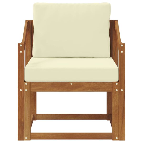 vidaXL Sof&aacute; de exterior Madera de Acacia S&oacute;lida y Poli&eacute;ster Natural