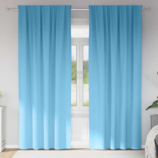 vidaXL Cortinas Opacas con Anillas 2 pcs Azul Claro 225 x 140 cm