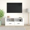 vidaXL Mueble de TV madera contrachapada blanco brillo 100x35x40 cm