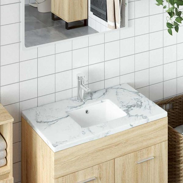 vidaXL Lavabo de ba&ntilde;o rectangular cer&aacute;mica blanco 39x30x18,5 cm