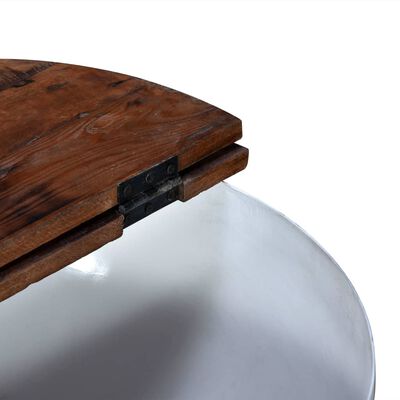 vidaXL Mesa de centro de madera maciza reciclada blanca forma de bol