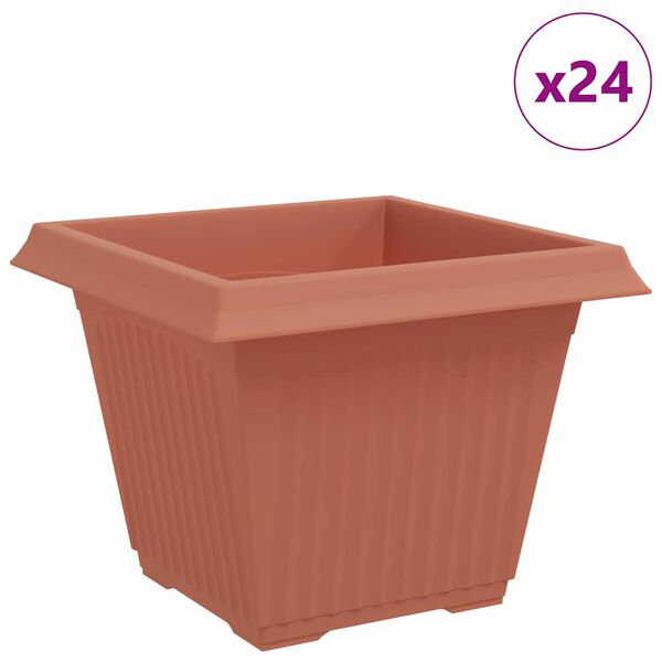 vidaXL Maceta cuadrada para flores 24 pcs Rojo Ladrillo