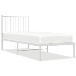 vidaXL Estructura cama sin colchón con cabecero metal blanco 75x190 cm