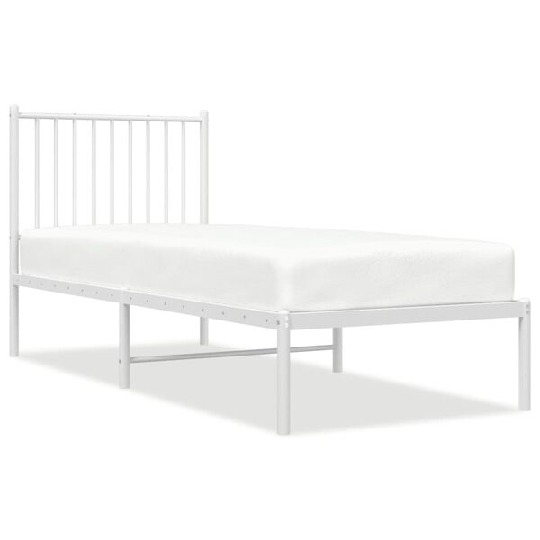 vidaXL Estructura cama sin colchón con cabecero metal blanco 75x190 cm