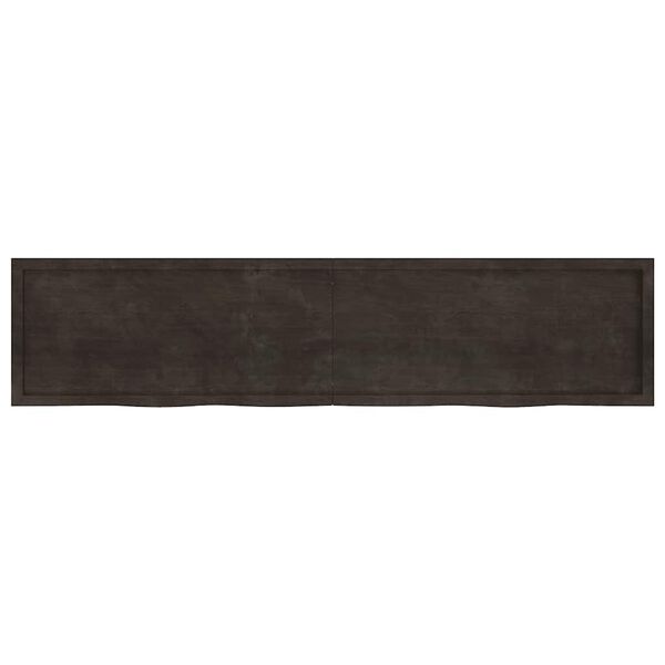 vidaXL Tablero mesa madera roble tratada marr&oacute;n oscuro 220x50x(2-4) cm